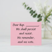 Congres Persist Resist Stemming onthouden Briefkaart (Staand voorkant)