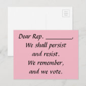 Congres Persist Resist Stemming onthouden Briefkaart (Voorkant / Achterkant)