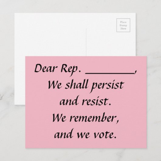 Congres Persist Resist Stemming onthouden Briefkaart (Voorkant / Achterkant)