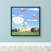 Congres, Pistool Violent & Flying Pigs Canvas Prin (Insitu (Houten vloer))