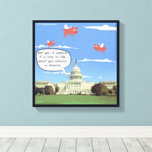 Congres, Pistool Violent & Flying Pigs Canvas Prin (Insitu (Houten vloer))