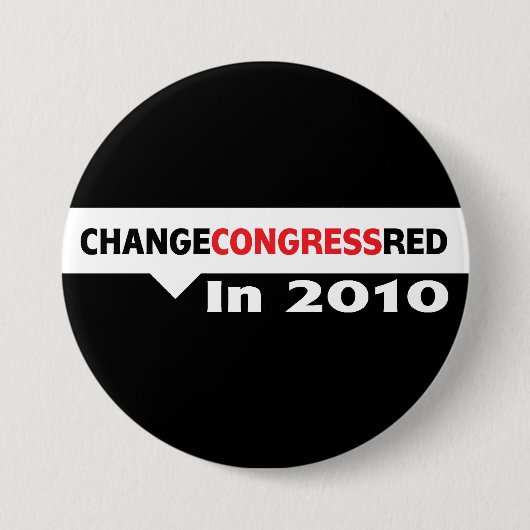 Congres Red wijzigen in 2010 Ronde Button 7,6 Cm (Voorkant)