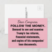Congres volgt het geld dat Trump belastingaangifte Briefkaart (Voorkant / Achterkant)