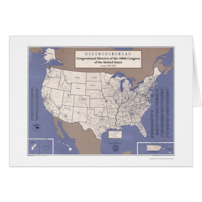 Congresdistricties van de USA-kaart (Voorkant Horizontaal)