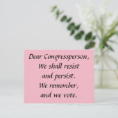 Congreslid verzet zich tegen volharding onthoudt s briefkaart (Staand voorkant)