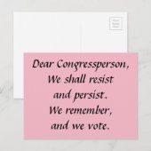 Congreslid verzet zich tegen volharding onthoudt s briefkaart (Voorkant / Achterkant)