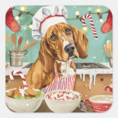 Conhound Holiday Baking: Feestelijke Kerst Vierkante Sticker (Voorkant)