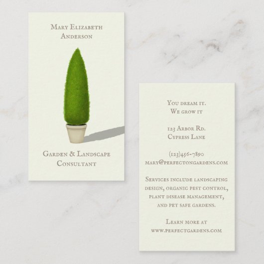 Conical Topiary Charming Nostalgische Style Visitekaartje (Voorkant / Achterkant)