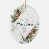 Conifer Cone Personalized Boy Baptism Ornament (Rechts)