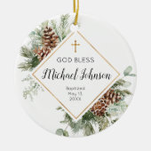 Conifer Cone Personalized Boy Baptism Ornament (Voorkant)