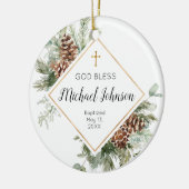 Conifer Cone Personalized Boy Baptism Ornament (Links)