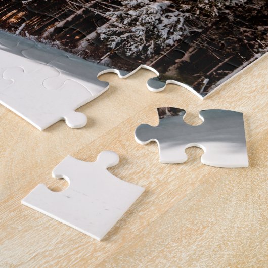 Conifer Fir Pine Trees Snowy Forest Sunrise Natuur Legpuzzel (Zijkant)