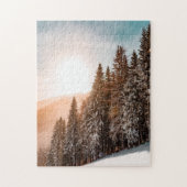 Conifer Fir Pine Trees Snowy Forest Sunrise Natuur Legpuzzel (Verticaal)