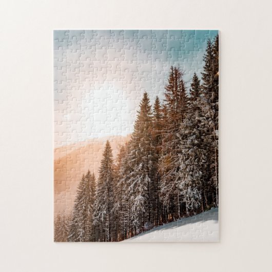 Conifer Fir Pine Trees Snowy Forest Sunrise Natuur Legpuzzel (Verticaal)