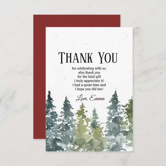 Conifer, pijnboom, Evergreen Bedankkaart (Voorkant / Achterkant)