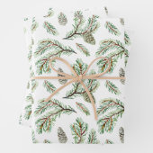 Conifer, pijnboomgaren en kegels inpakpapier vel (In situ)