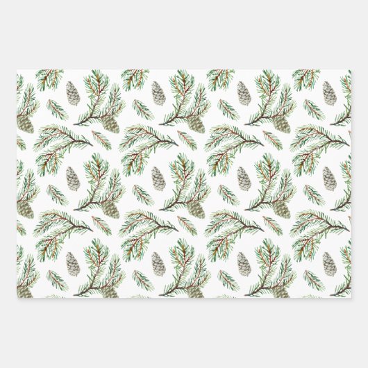 Conifer, pijnboomgaren en kegels inpakpapier vel (Voorkant)