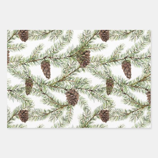 Conifer, twijgen en kegels inpakpapier vel (Voorkant 3)