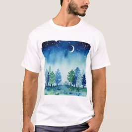 Coniferous forest under a starry sky t-shirt