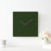 Coniferous green, solid, geometric. large clock vierkante klok (Huis)