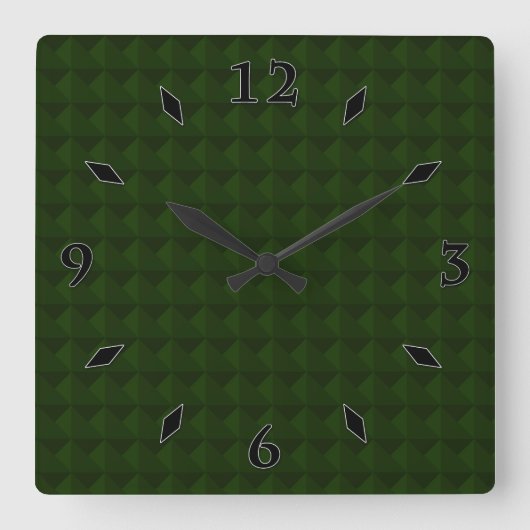 Coniferous green, solid, geometric. large clock vierkante klok (Voorkant)