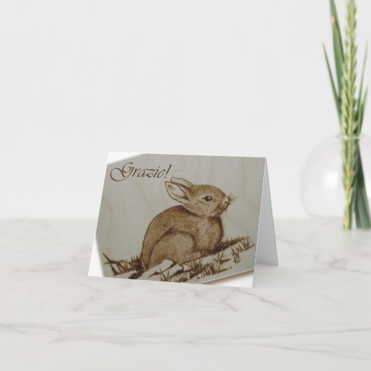 Coniglietto - Grazie! - Pirografia Bedankkaart (Voorkant)