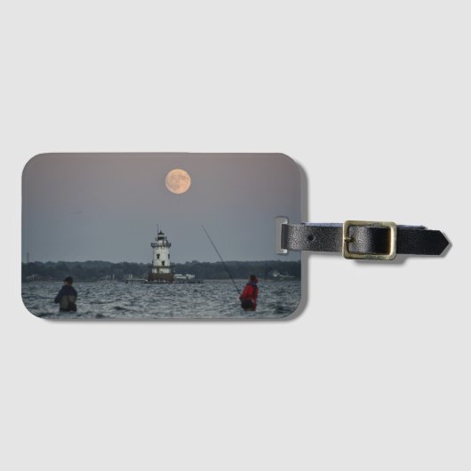Conimicut Lighthouse Oogstmaan Bagagelabel (Voorkant (horizontaal))