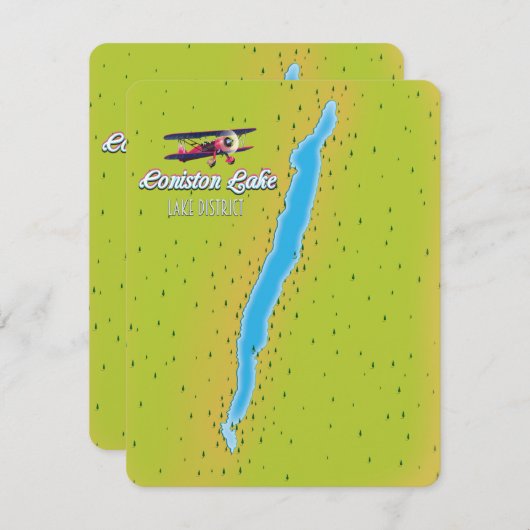 Coniston Water, meer district, Engelstalige kaart (Voorkant / Achterkant)