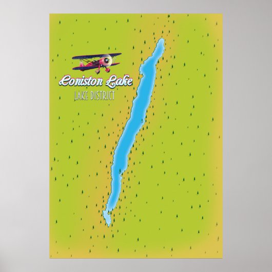 Coniston Water, merendistrict, Engeland kaart Poster (Voorkant)