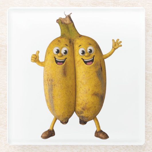 Conjoined Bananas Comedy Duo Glazen Onderzetter (Voorkant)