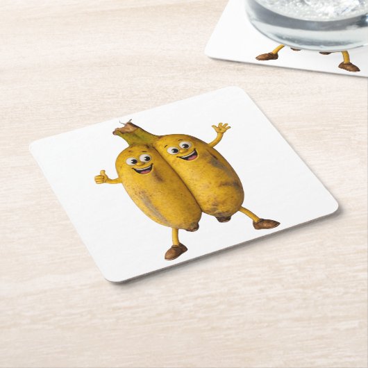 Conjoined Bananas Comedy Duo Kartonnen Onderzetters (Schuin)