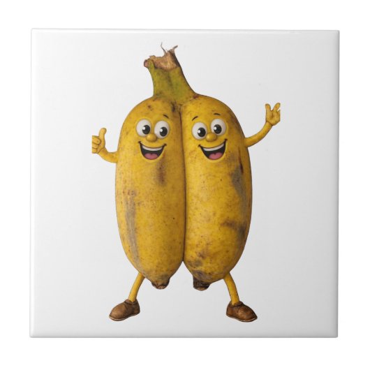 Conjoined Bananas Comedy Duo Tegeltje (Voorkant)