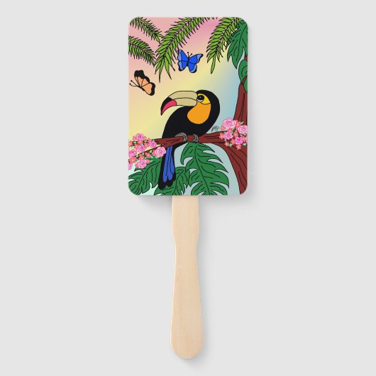 Conjunto de Leques Tucano e Borboletas Handwaaier (Achterkant)