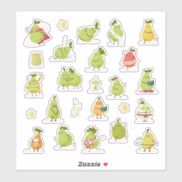 Conjunto de peras kawaii divertidas sticker
