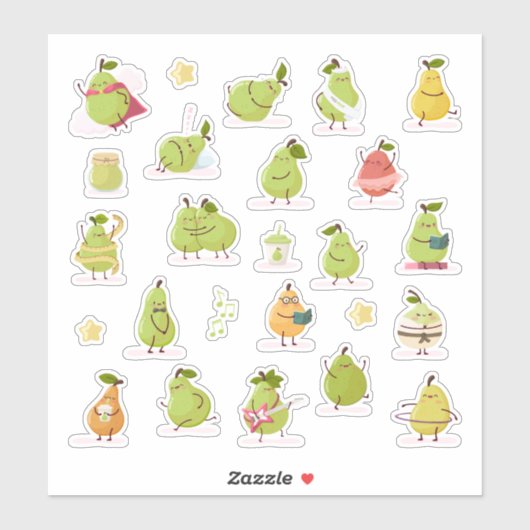 Conjunto de peras kawaii divertidas sticker (Vel)
