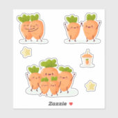 Conjunto de zanahorias divertidas de estilo kawaii sticker (Vel)