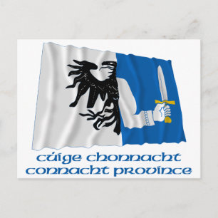 Connacht Province Waving Flag met naam Briefkaart
