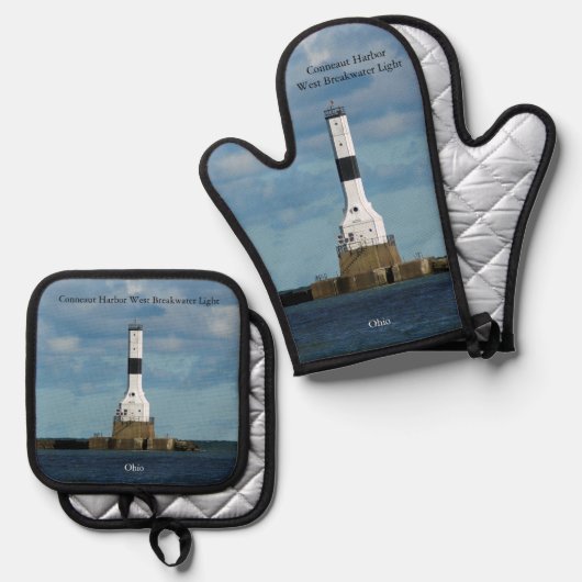 Conneaut Harbour West Breakwater Light Ovenwant & Pannenlap Set (Voorkant / Achterkant)