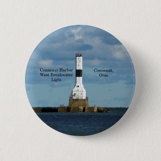 Conneaut Harbour West Breakwater Light-toets Ronde Button 5,7 Cm (Voorkant)