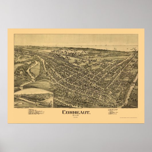 Conneaut, OH Panoramic Map - 1896 Poster (Voorkant)