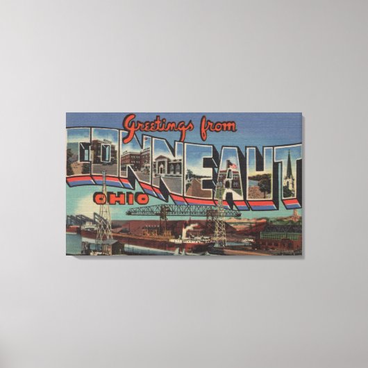 Conneaut, Ohio - Grote letterscènes Canvas Afdruk (Voorkant)