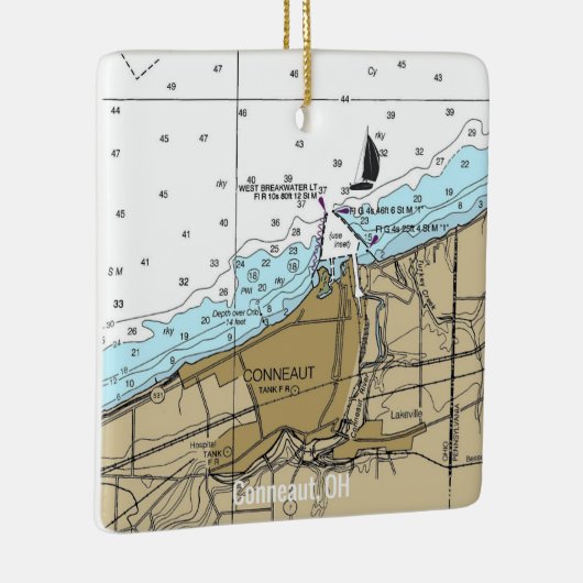 Conneaut Ohio Nautical Chart Keramisch Ornament (Rechts)