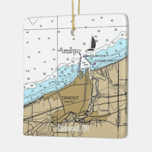 Conneaut Ohio Nautical Chart Keramisch Ornament (Links)
