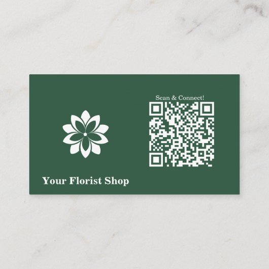 Connect, Bloemist Groen & Wit Foto Visitekaartje Klantenkaartje (Achterkant)