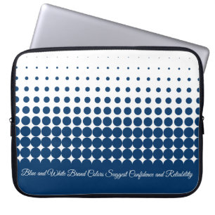 Connect Hashtag Social Handle Blauw Wit Halve Tone Laptop Sleeve