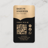 Connect Metallic Gold Black QR-code voor sociale m Visitekaartje (Voorkant)