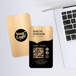 Connect Metallic Gold Black QR-code voor sociale m Visitekaartje
