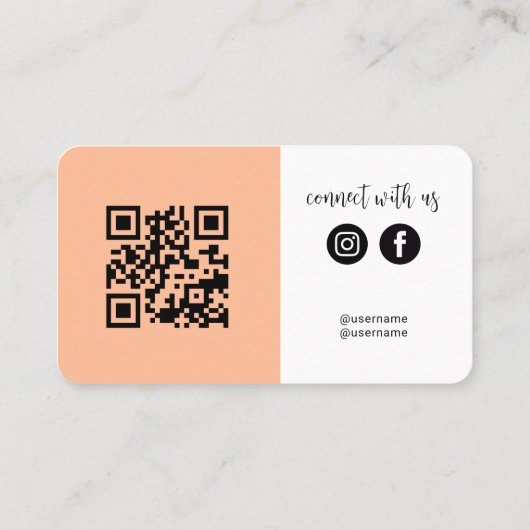 Connect Peach Fuzz White QR Code Logo Sociale medi Visitekaartje (Achterkant)