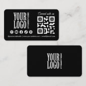Connect with us Social Media QR Code Black Busines Visitekaartje (Voorkant / Achterkant)