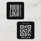 Connect with us Social Media QR Code Black Square Vierkante Visitekaartje (Voorkant / Achterkant)